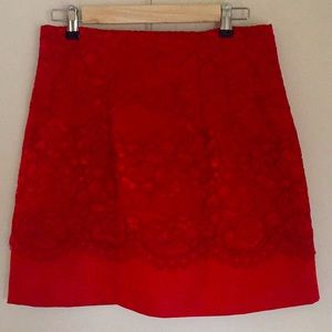 Red lace/satin skirt
